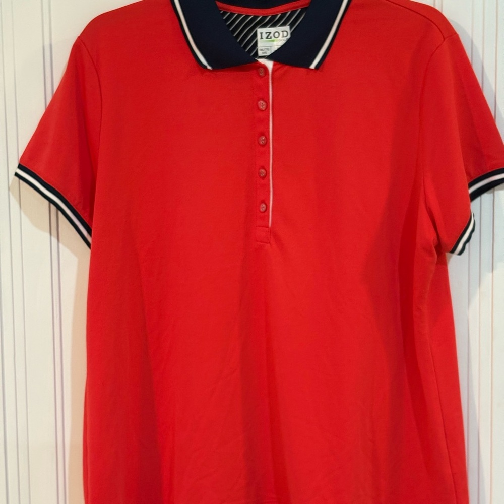 Vintage Izod Red Button Down Golf Short Sleeve Shirt XXL